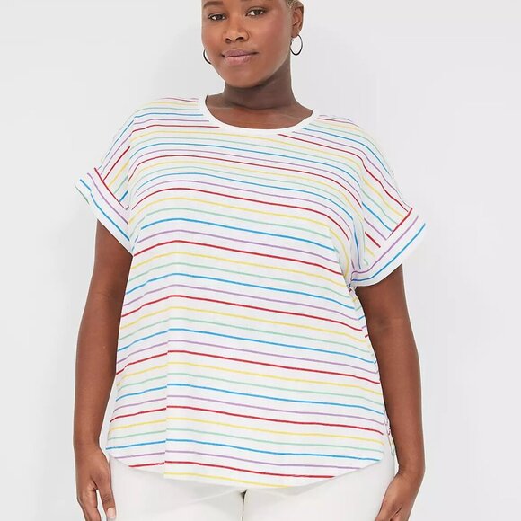 Lane Bryant Pride Stripe Easy Roll-Sleeve Tee in Size 18/20 (2X) - Picture 1 of 10